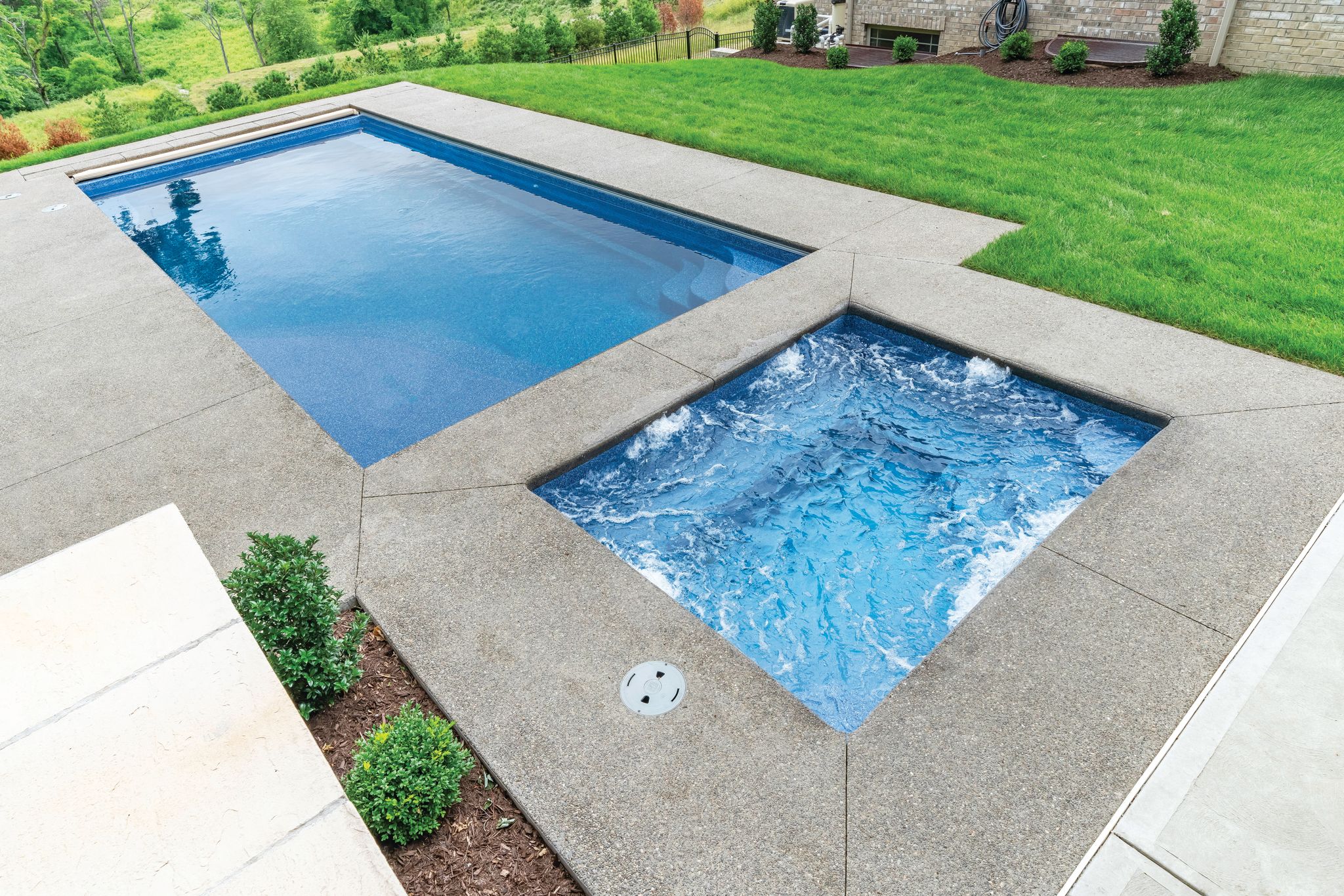 rectangle pool with detached spa