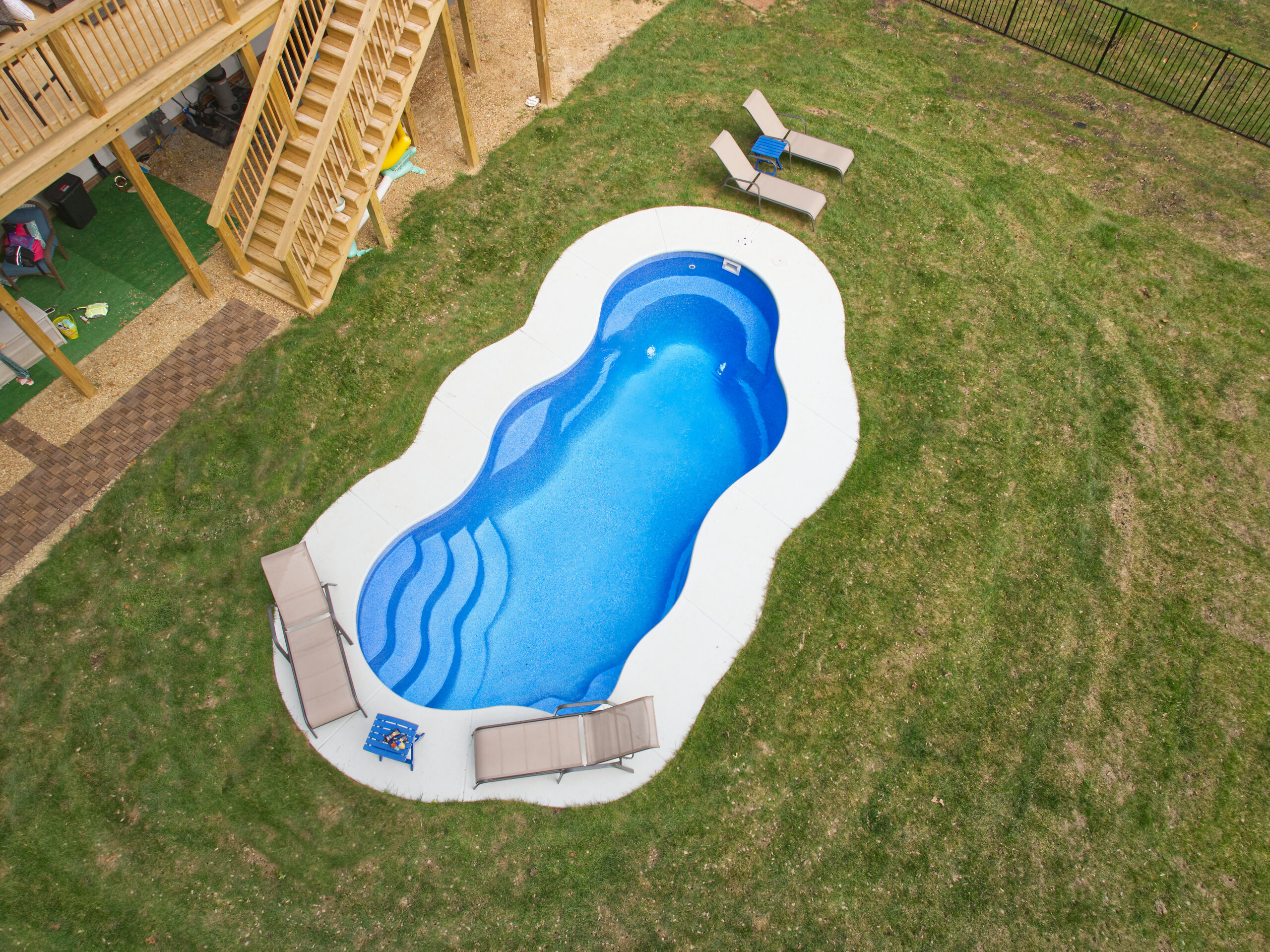 "Bubble shaped pool with chairs nearby in Scottsville, VA"