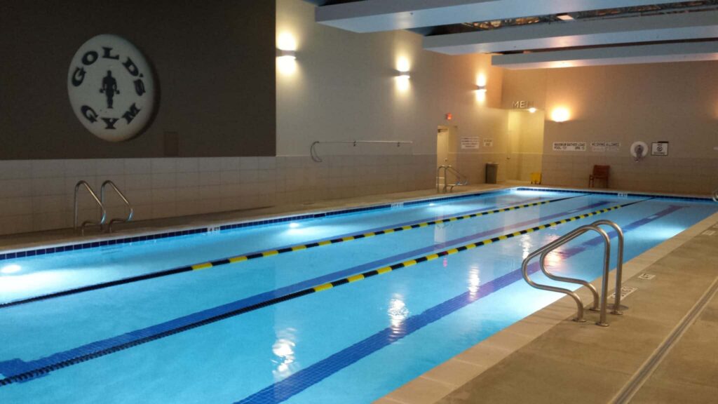 Indoor swimming pool at Gold's Gym