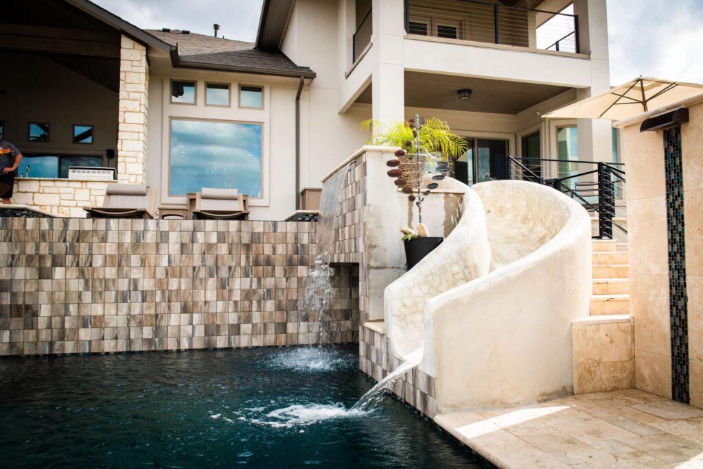 Luxury home with pool and slide