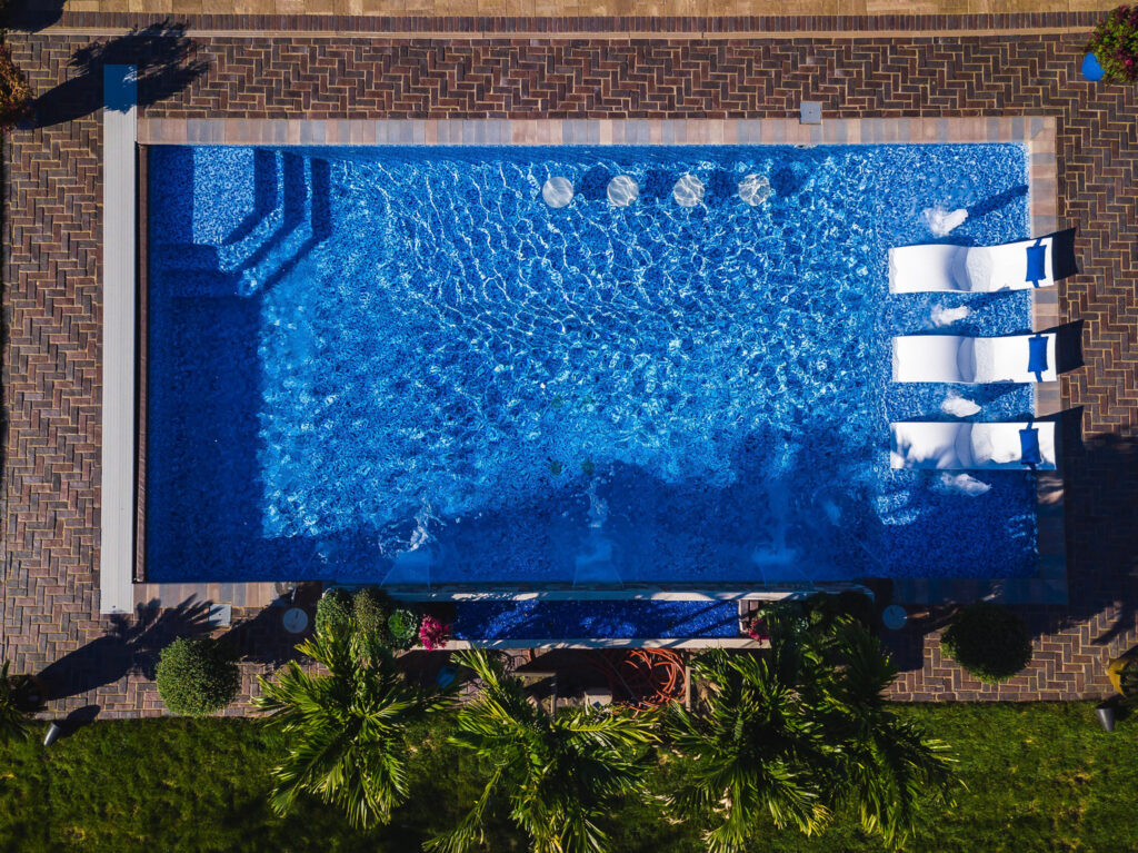 Aerial view of a swimming pool