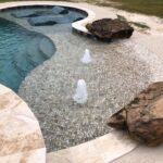 Pool with rocks and water features