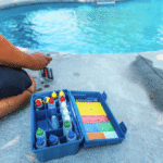 Person testing pool water quality