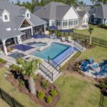 Backyard with pool and seating area