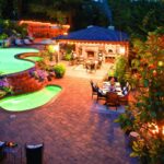 Beautiful backyard with pool and dining