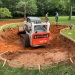 Excavation work in a backyard