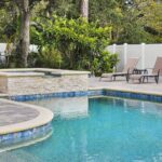 Relaxing poolside with lounge chairs