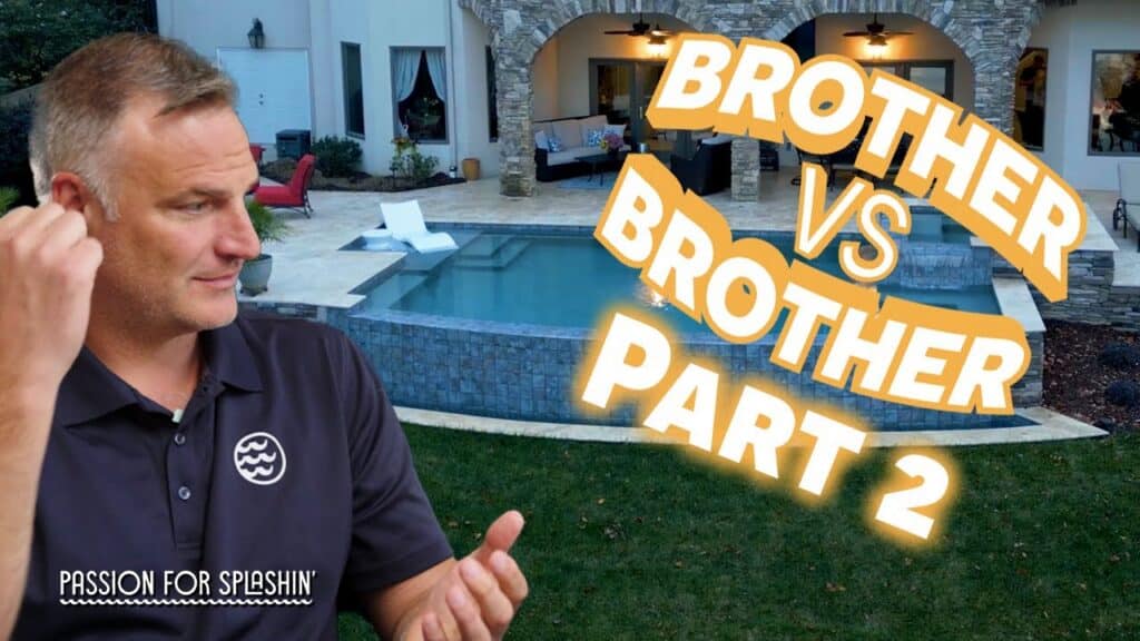 Outdoor pool competition between brothers